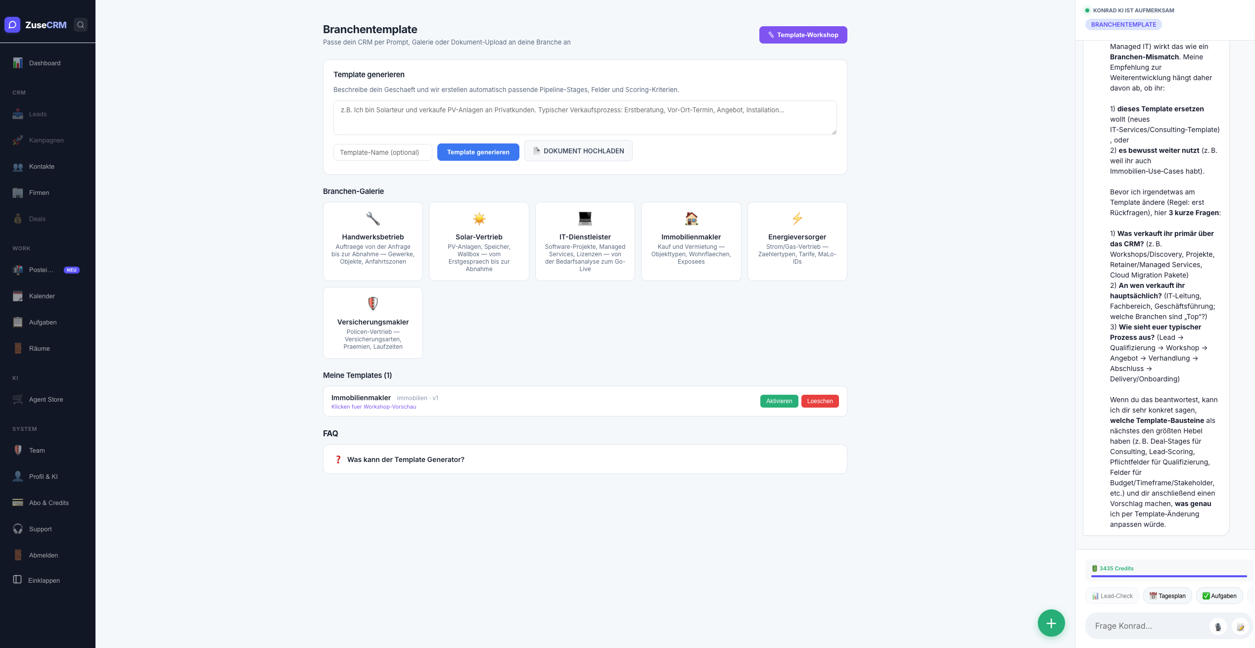AI Template Generator — CRM per Prompt konfigurieren